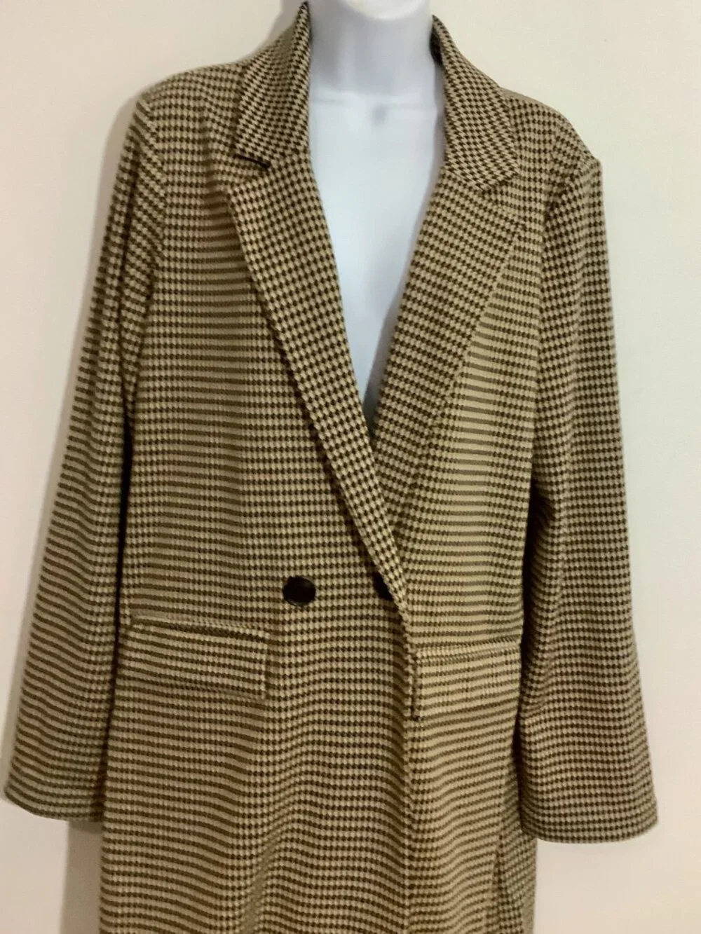 Tailored Fit Trench Style Coat Brown Check Med. Philosophy Chic Professional NWT